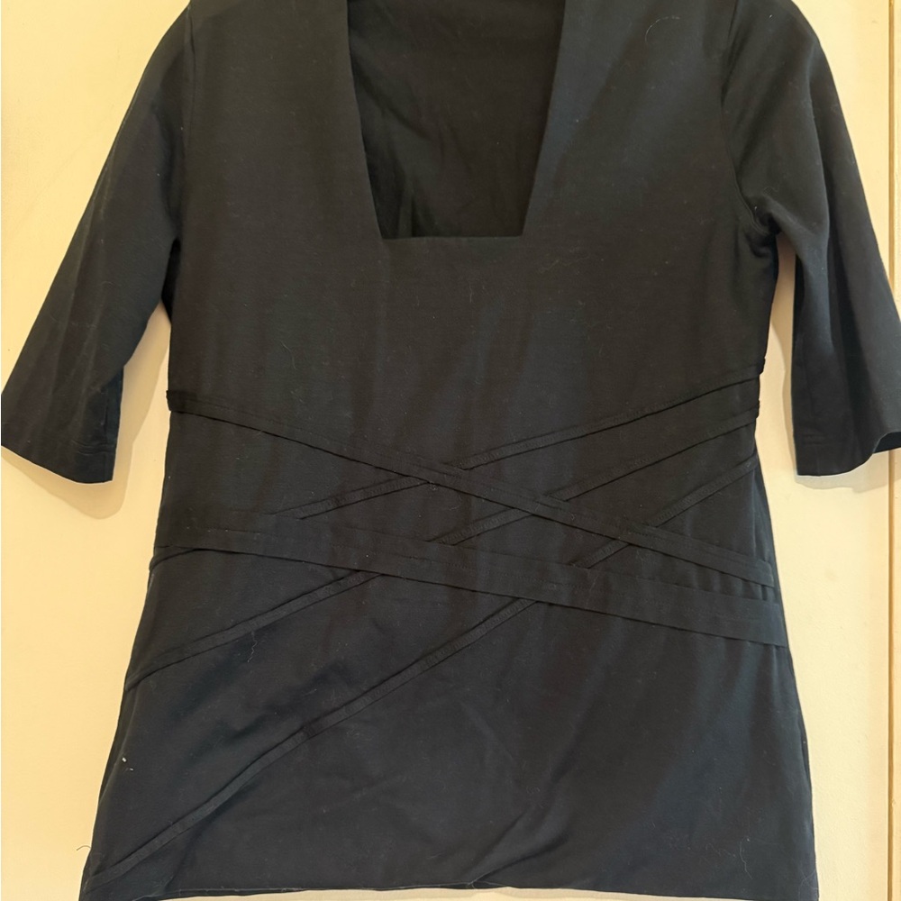 Akris Black Square-Neck Top